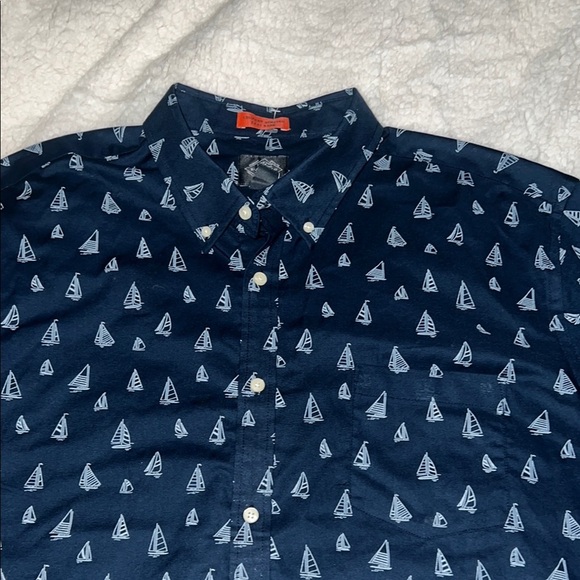 St. John's Bay Blue Casual Button Down Shirt Nautical Design - Picture 3 of 16